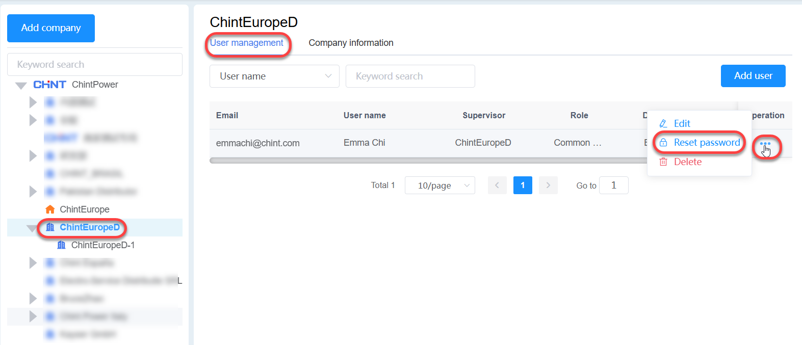 Reset Password Option