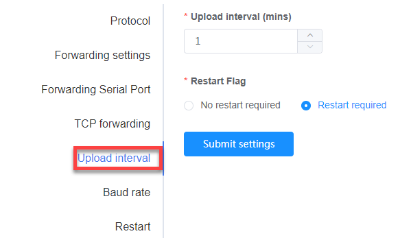 Upload Interval Settings