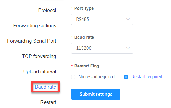 Baud Rate Settings