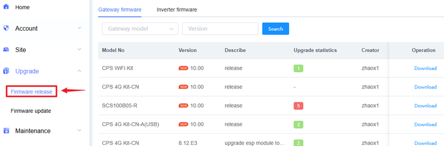 Firmware Release Page