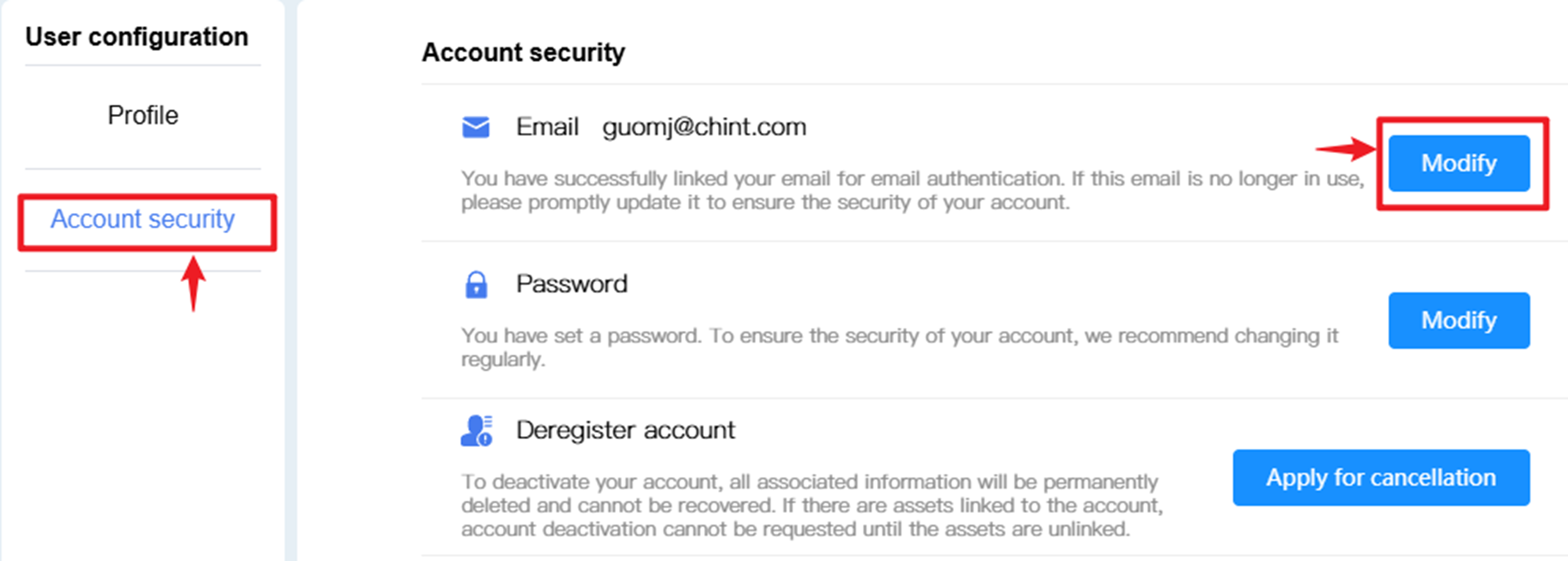 Modify Email